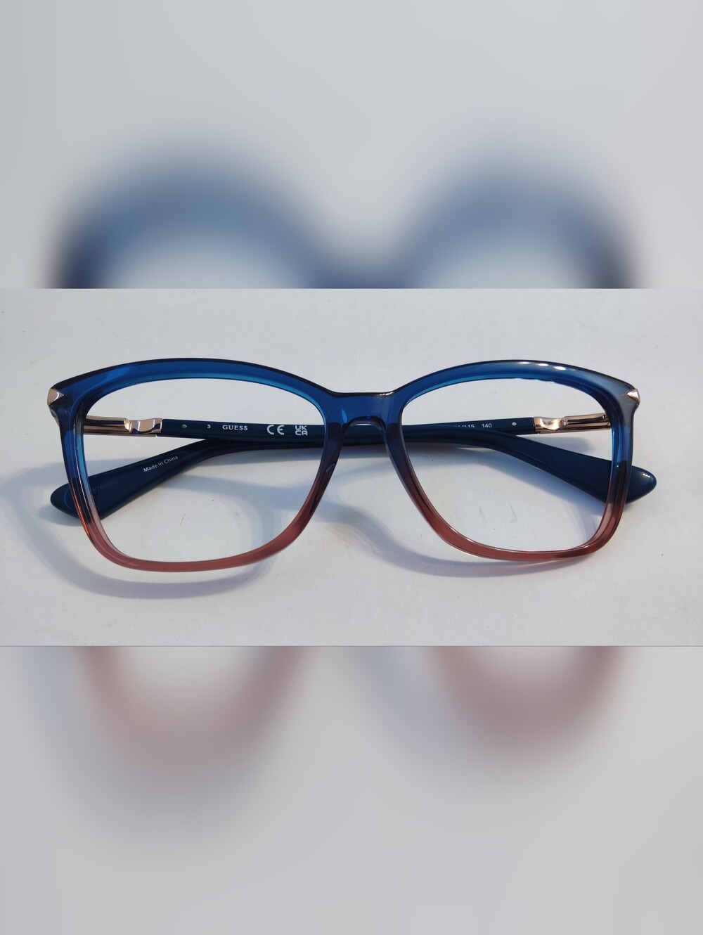 Guess Blue to Brown Gradient Square Women's Eyeglasses Frame. Pre-owned.